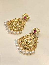 Ruby Pearl Antique Chandbali Earrings
