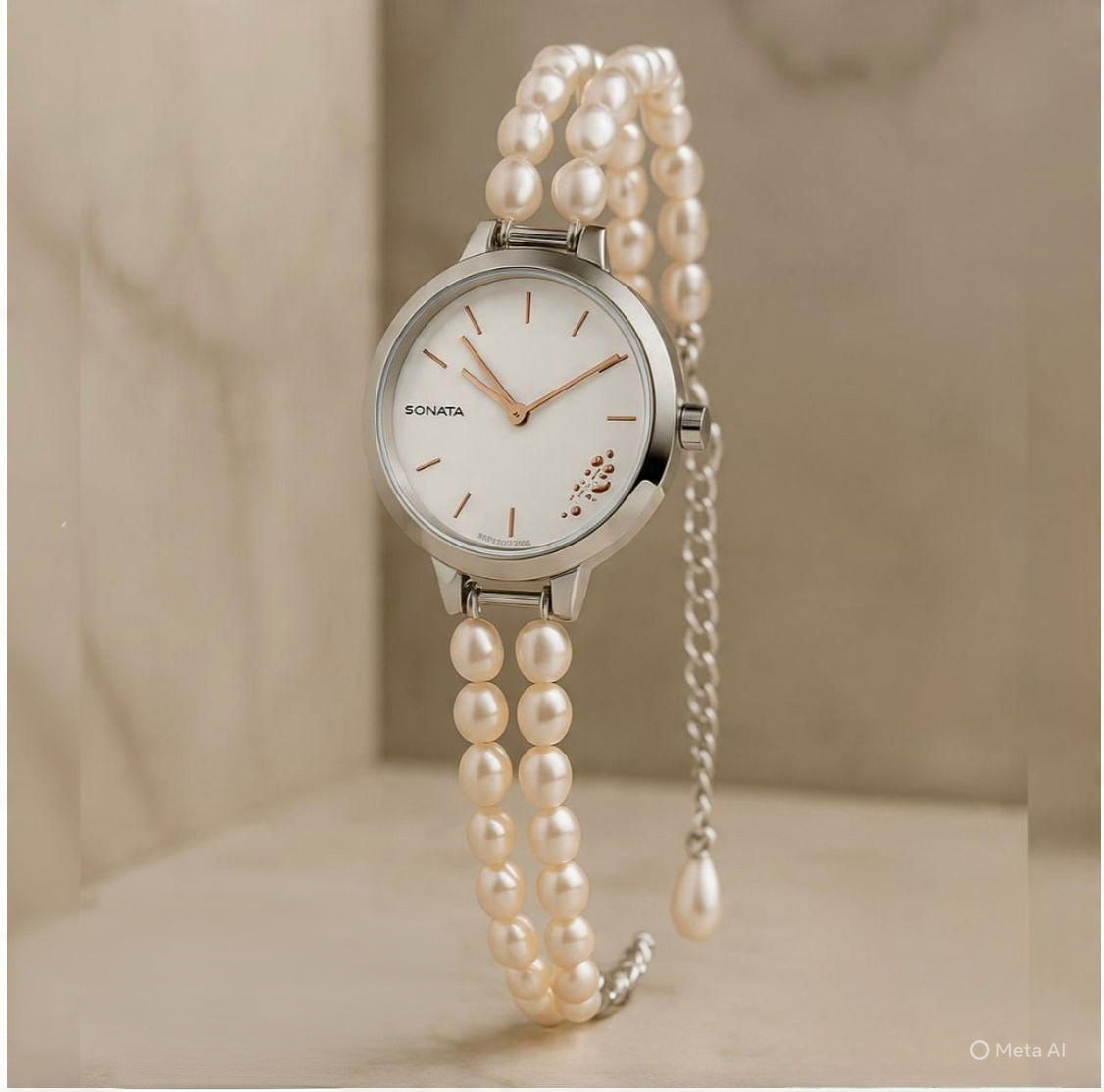 Elegant pearl watch (sliver finish)