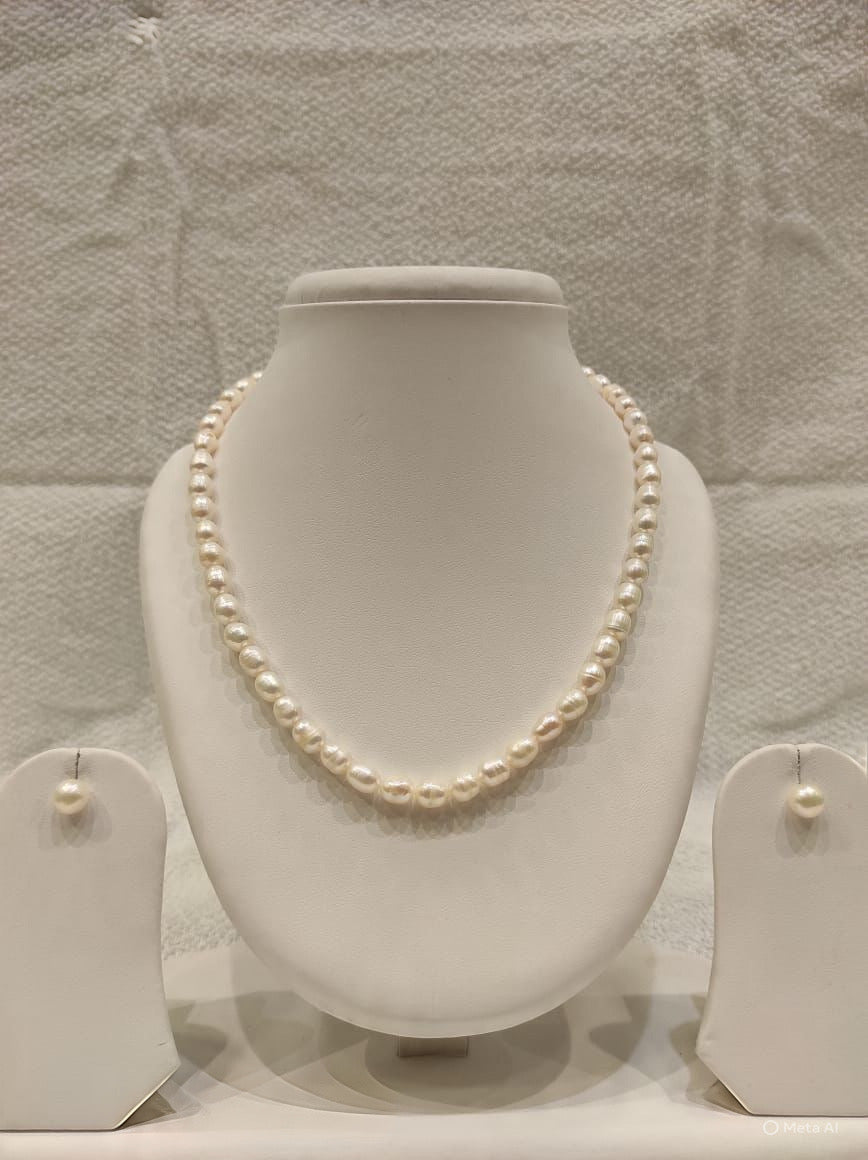 Baroque style single strand pearl set