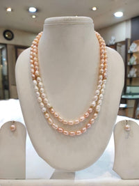 Elegant double strand peach pearl necklace