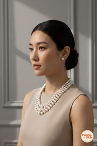 Elegant triple Strand Pearl Necklace Set