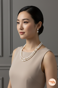Elegant Double-Strand Pearl Necklace Set