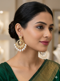 Floral Pearl Drop Chandbali Earrings