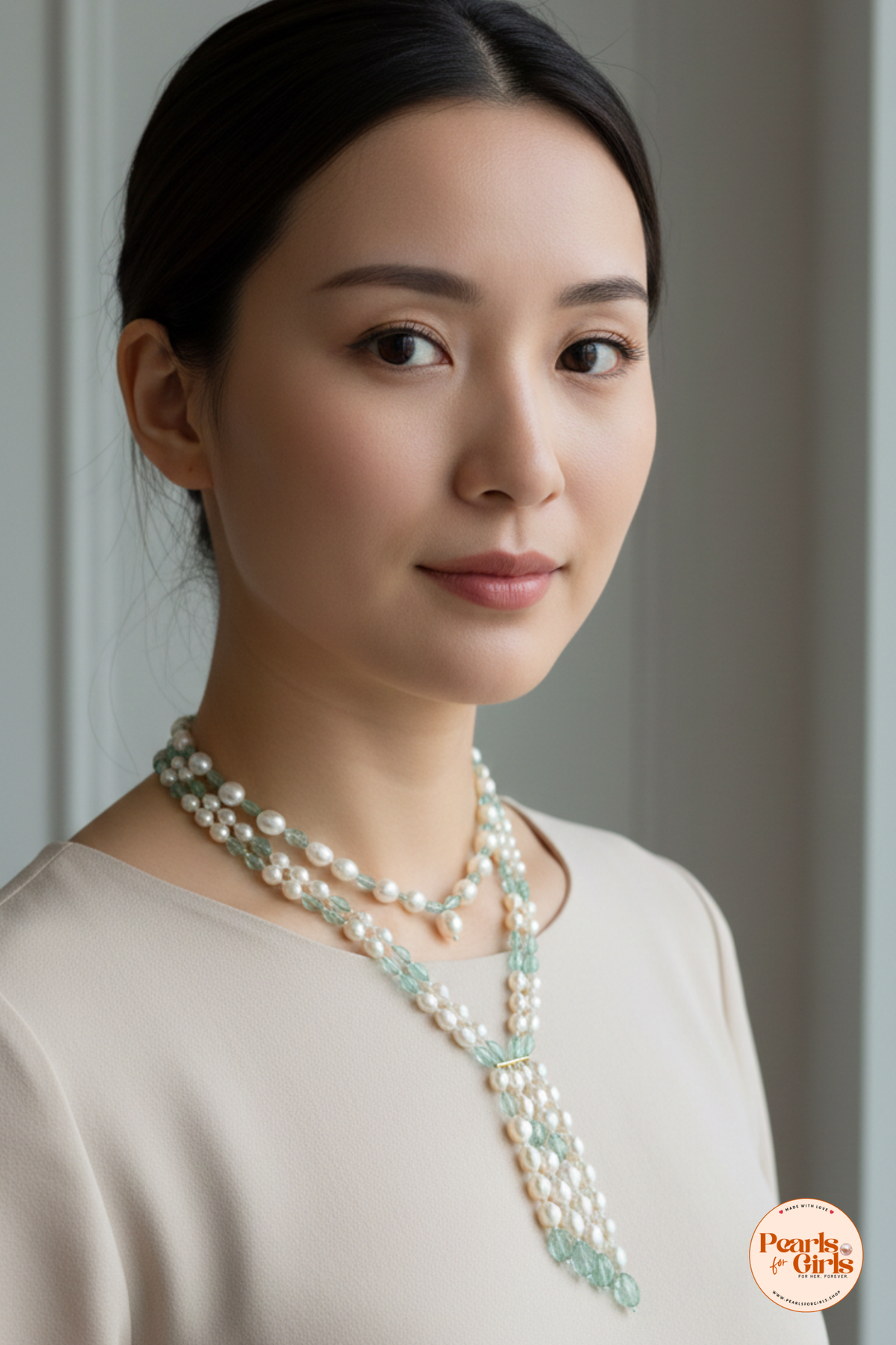 Elegant Emerald and Pearl Heritage Necklace Set