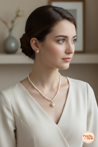 Elegant Pearl Pendant Necklace Set