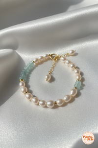 freshwater pearls natural sea-foam green gemstone beads bracelet