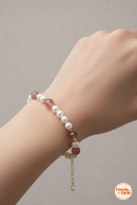 Rose Quartz  Pearl Beaded Bracelet