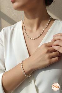 Elegant Silver-Tone Pearl Jewelry Set