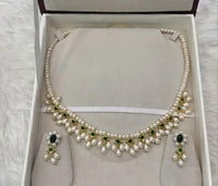 Royal Pearl & Emerald Drop Necklace Set