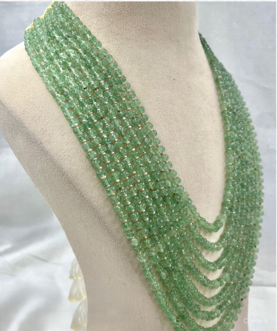 Strawberry quartz green beaded necklace