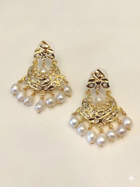 Elegant Kundan Pearl Drop Chandbali Earrings