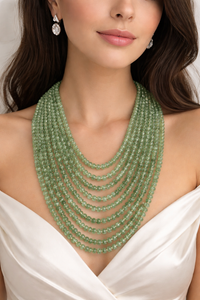 Strawberry quartz green beaded necklace