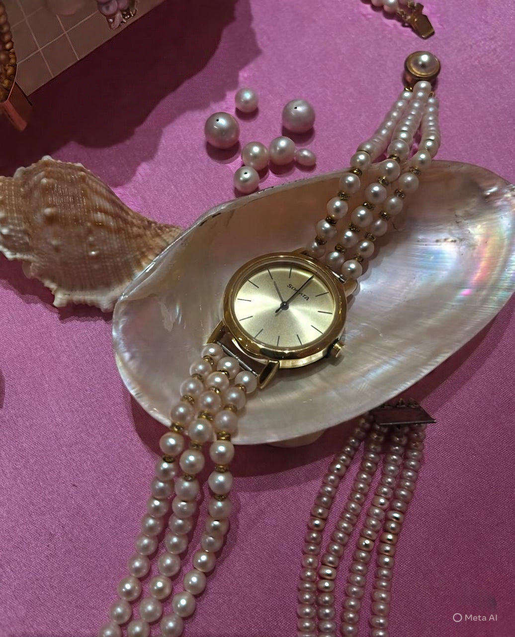 Elegant pearl watch