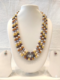 Multicolor Pearl Multi-Layer Statement Necklace Set