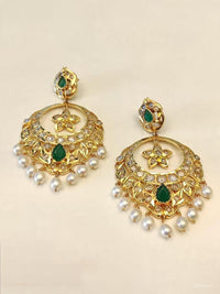 Emerald Pearl Drop Chandbali Earrings