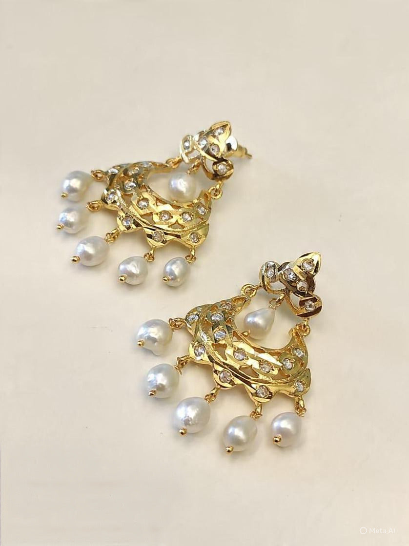 Royal Pearl Chandbali Earrings
