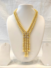 Luxury Golden Pearl Multi-Strand Tassel Necklace Set