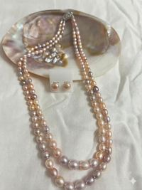 Pastel Multi Shades Freshwater Pearl Layered Necklace Set