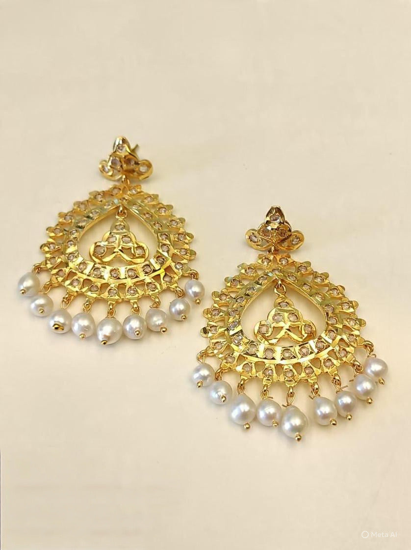 Royal Pearl Drop Chandbali Earrings
