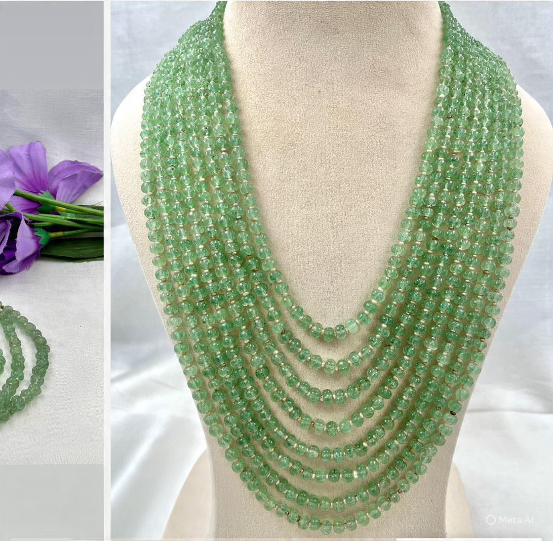 Strawberry quartz green beaded necklace
