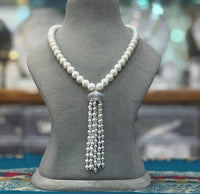 White pearl Tassel Necklace